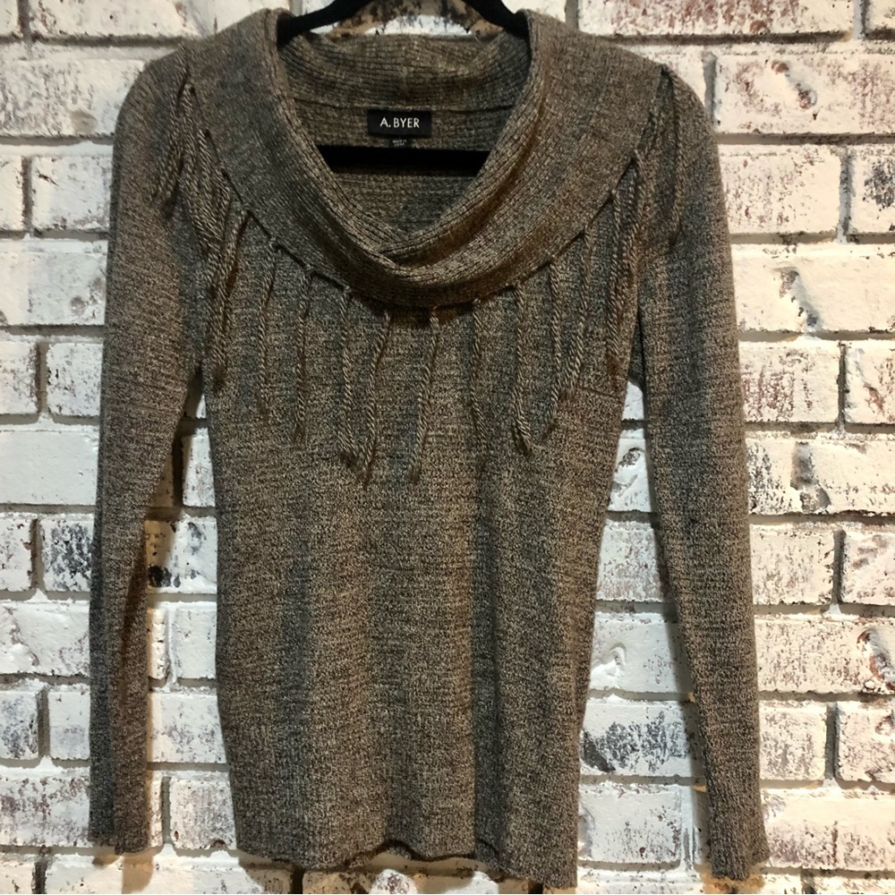 Boho A Byer cowl neck fringe seater Small, like new